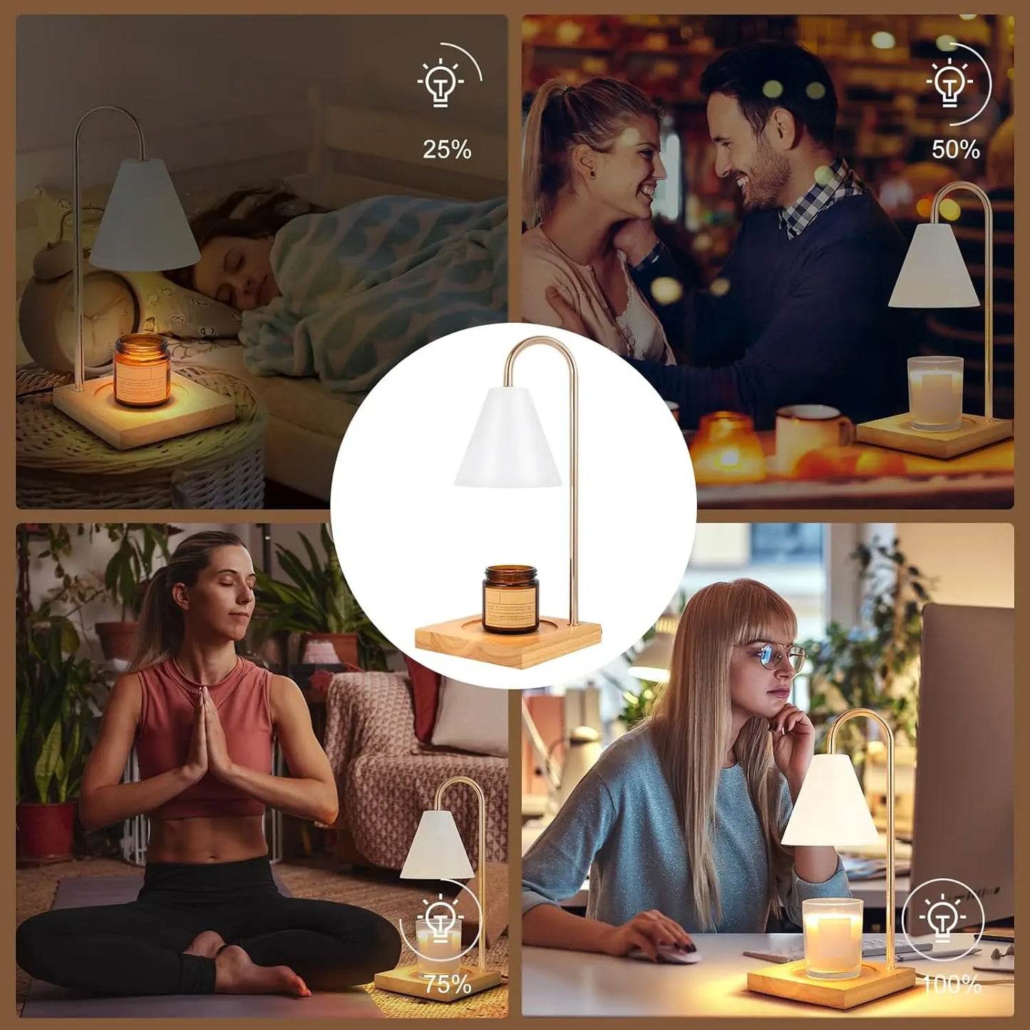 Candle Warmer Lamp for Jar Candles White Candle Warmer Lamp with Timer 2H/4H/8H Nightstand Lamp for Bedroom