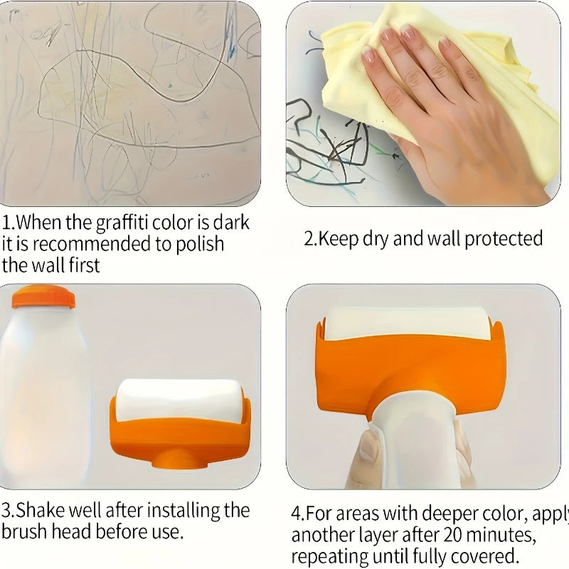 1 small paint brush rollers for wall repair. Repaint roller brush tool. The bottle capacity can hold 500 grams (excluding paint)