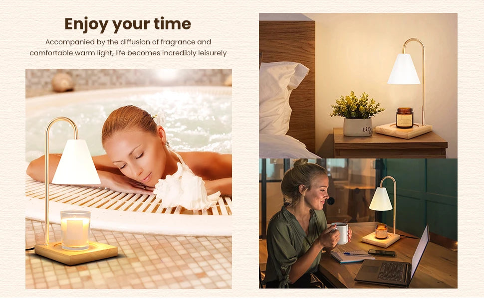 Candle Warmer Lamp for Jar Candles White Candle Warmer Lamp with Timer 2H/4H/8H Nightstand Lamp for Bedroom