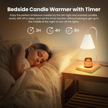 Candle Warmer Lamp for Jar Candles White Candle Warmer Lamp with Timer 2H/4H/8H Nightstand Lamp for Bedroom