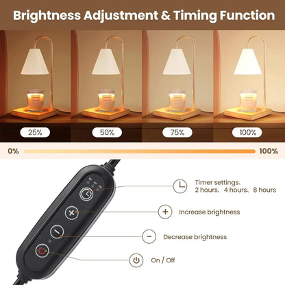 Candle Warmer Lamp for Jar Candles White Candle Warmer Lamp with Timer 2H/4H/8H Nightstand Lamp for Bedroom